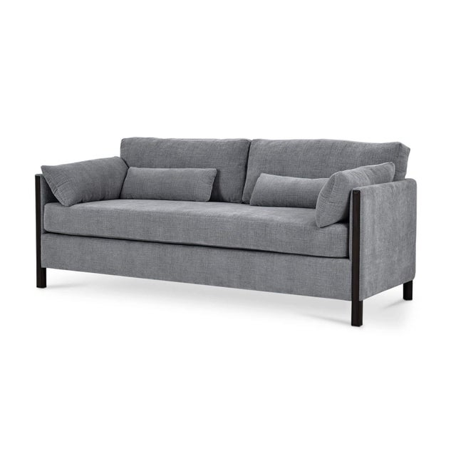 2020s Mid-Century Minimalist Sofa in Gray Upholstery For Sale - Image 5 of 13