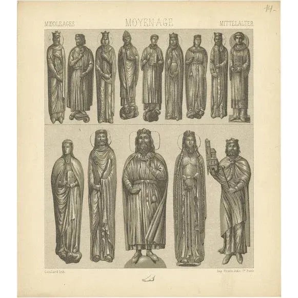 Racinet, Middle Ages Statues Objects, 1880, Paper For Sale - Image 5 of 5