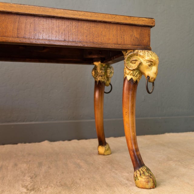 Giltwood Rams Head and Hoofed Saber Leg Burlwood Coffee Table For Sale - Image 6 of 18