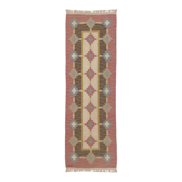 Vintage Scandinavian Runner With Sverker Greuholm Inspired Design - Rug & Kilim For Sale