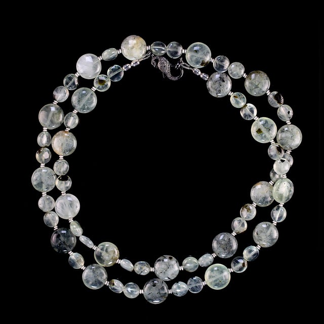 Traditional Green Prehnite With Sterling Accents Necklace For Sale - Image 3 of 4