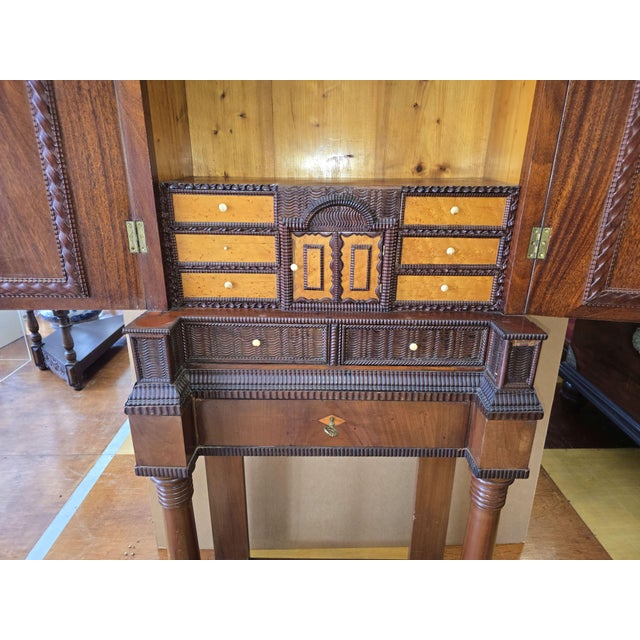 Traditional 19th Century Burl Mahogany Wood Kunst Cabinet for Collectable Curiosities Flemish Germanic Low Countries For Sale - Image 3 of 10