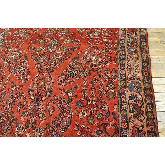 Persian 1920s Red Floral Medallion Antique Persian Bijar Rug 4' 9'' X 7' 2" Knotted Wool Carpet For Sale - Image 3 of 9