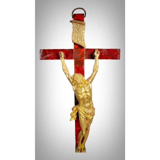 Large Cross with Christ in Gilt Bronze, 1640 For Sale - Image 4 of 13