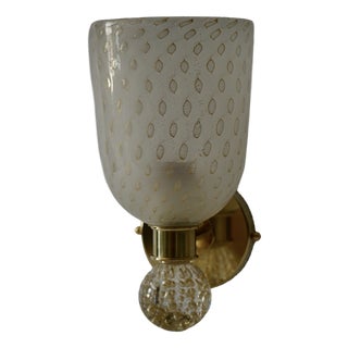 Murano Art Glass and Brass Round Gold Wall Light, 2000 For Sale