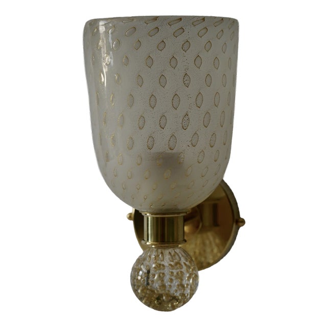 Murano Art Glass and Brass Round Gold Wall Light, 2000 For Sale