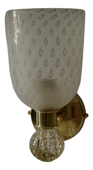 Murano Art Glass and Brass Round Gold Wall Light, 2000