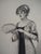 Alméry LOBEL-RICHE (1880-1950) Jeune femme à l'éventail, c. 1920 Original drawing in Indian ink over pencil strokes and...