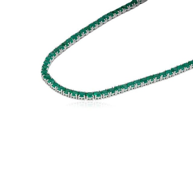 Green Onyx Gemstones Square-Cut Link Necklace for Women Gift For Sale - Image 4 of 11