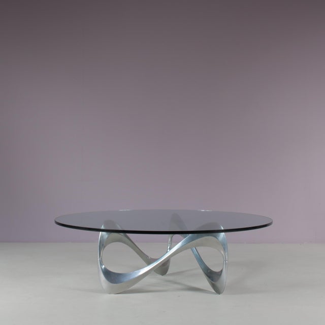 An iconic “Snake” coffee table, designed by Knut Hesterberg and manufactured by Ronald Schimdt in Germany around 1970....