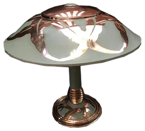 Art Deco Soft Green Brass Table Lamp