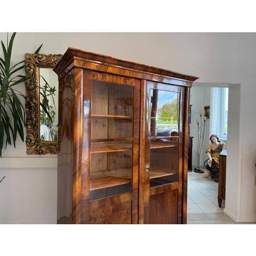 Antique Biedermeier Display Cabinet in Walnut For Sale - Image 6 of 10