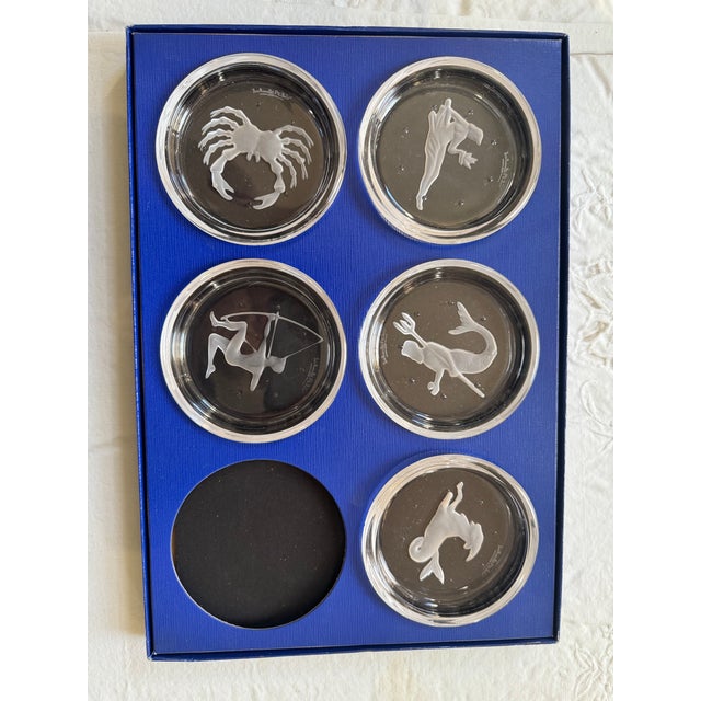 1970s Signed Val St-Lambert Crystal Zodiac Coasters - Set of 11 For Sale In Washington DC - Image 6 of 9