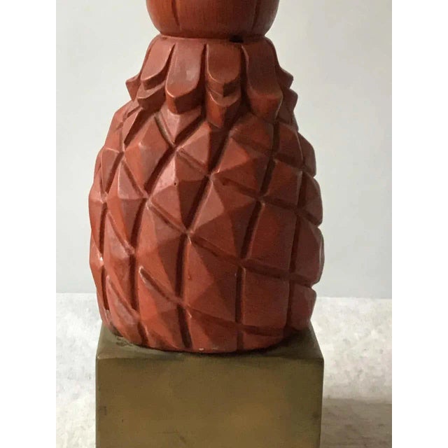 1960s Plaster Pineapple Lamps on Wood Base - A Pair For Sale In New York - Image 6 of 11