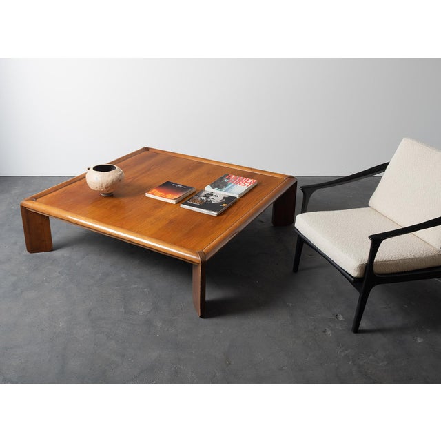 Contemporary Vintage Italian Modern Walnut Coffee Table, 1970s For Sale - Image 3 of 7