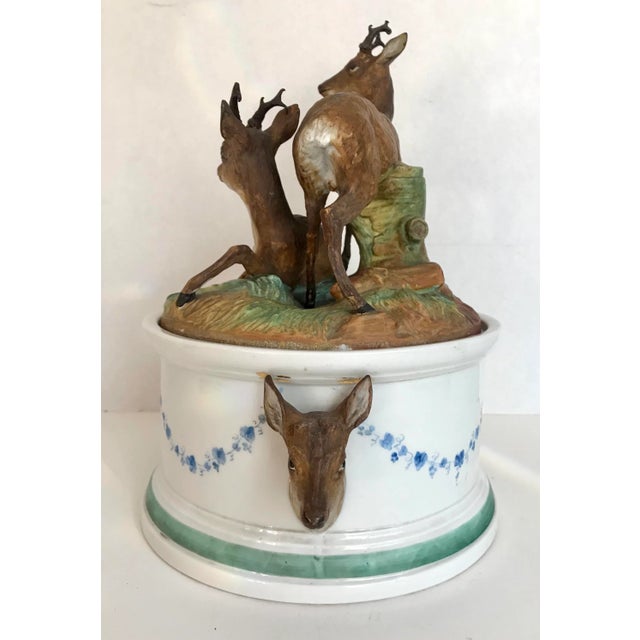 Ceramic Antique Bavarian Bisque Deer Lidded Dish For Sale - Image 7 of 13