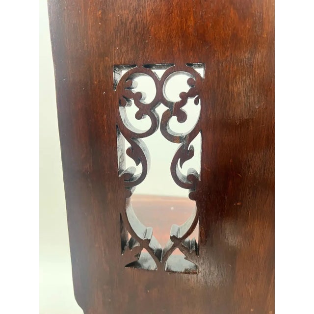 Antique English Gothic Revival Carved Oak Hall Chair With Pierced Tracery Back For Sale - Image 11 of 12