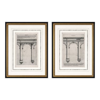 Antique Italian Architectural Engravings – Ionic & Corinthian Orders – Framed Pair For Sale