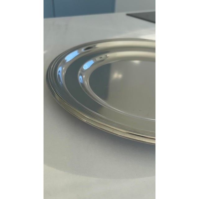 Round Stainless Steel Serving Tray by Guy Degrenne, 1980s For Sale - Image 3 of 8