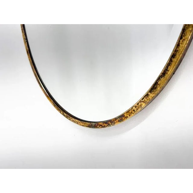 Vintage Brass Wall Mirror with Facet, France, 1950s For Sale - Image 4 of 8