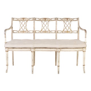 Antique English Regency Painted and Gilt Settee, 1800s For Sale