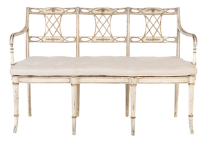 Antique English Regency Painted and Gilt Settee, 1800s