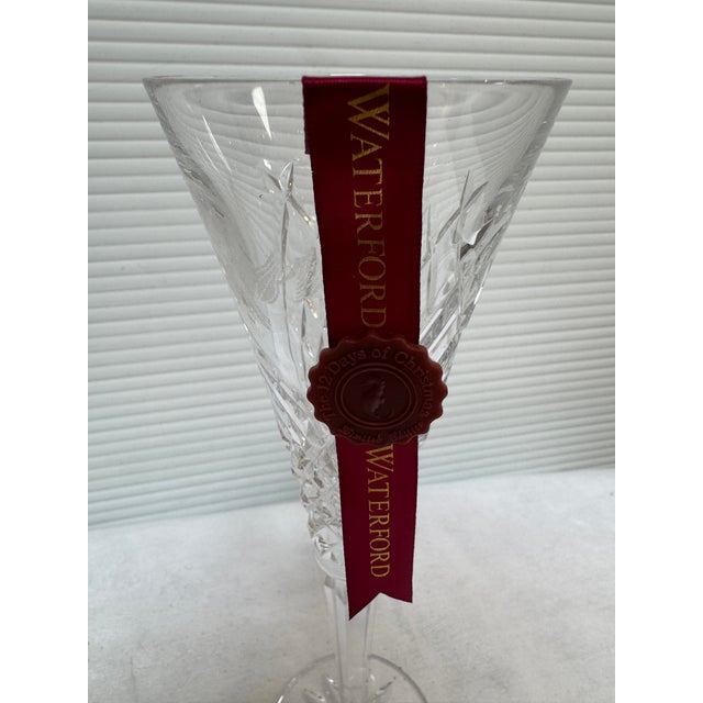 Transparent Late 20th Century Waterford Twelve Days of Christmas Partridge Flutes With Boxes, Set of Two For Sale - Image 8 of 12