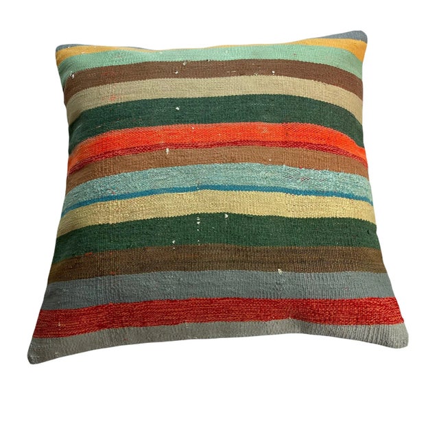 Textile Turkish Kilim Rug Cushion Cover for Meditation Bench For Sale - Image 7 of 11