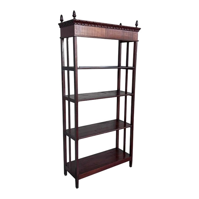Late 19th Century French Empire Style Walnut Four Shelves Etagere For Sale