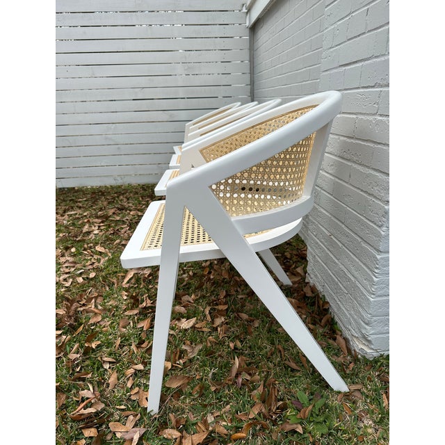 Wood Cane Back Barrel Chairs Set of 4 For Sale - Image 7 of 12