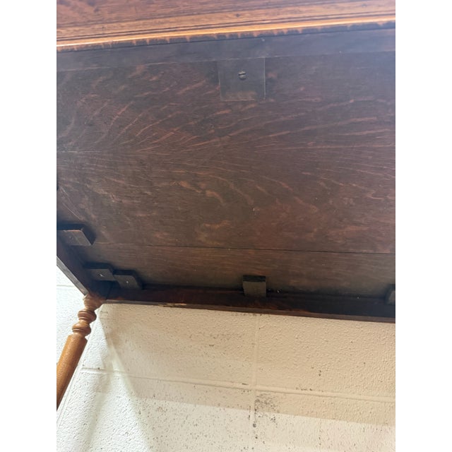 Antique Victorian Eastlake Solid Oak Hall Table Console Table Library Table For Sale - Image 16 of 17