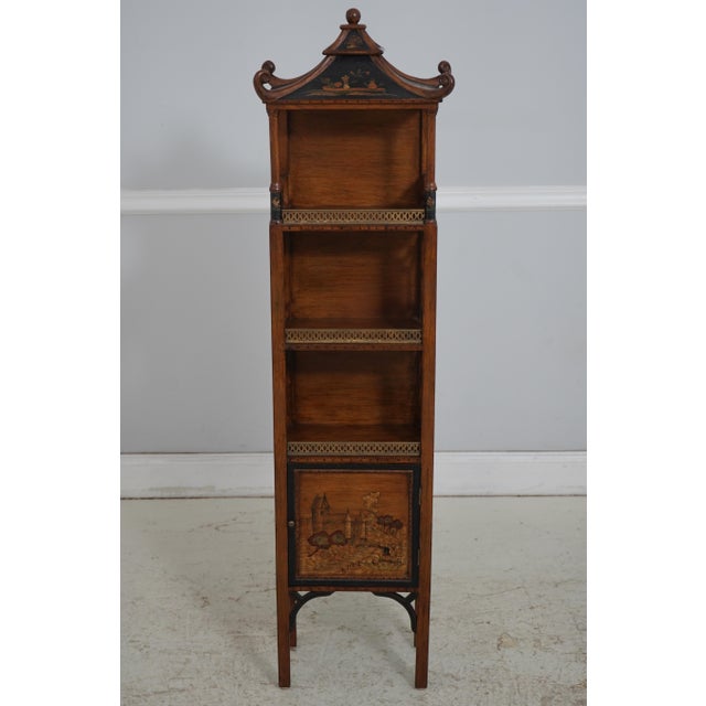 Age: Approx. 30 Years Old Details: Brass Gallery Front Shelves Nice Chinese Chippendale Style High Quality Construction...