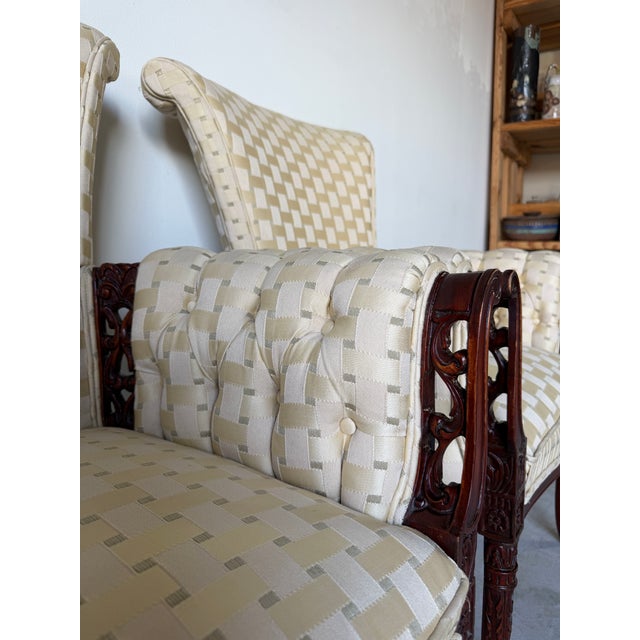 Vintage Regency Revival Carved Wood Armchairs – A Pair For Sale - Image 11 of 17