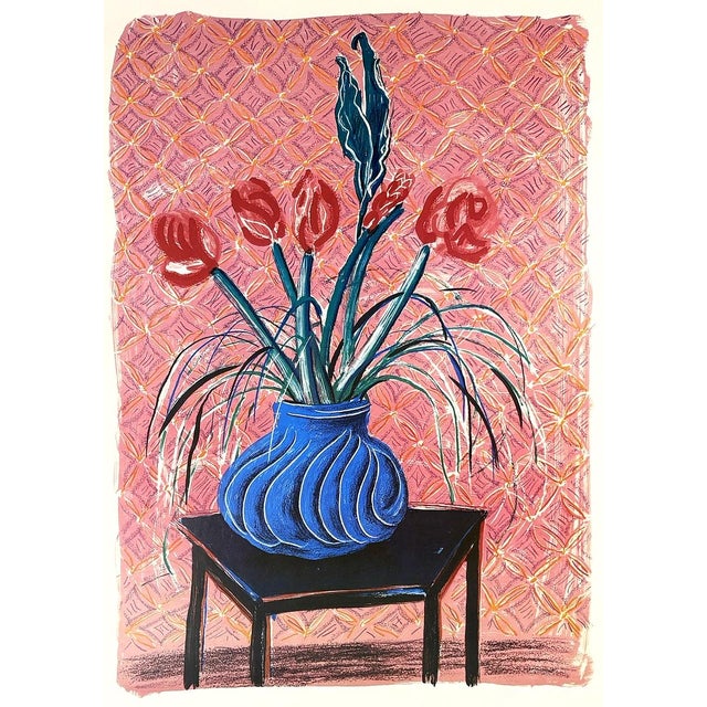 Contemporary David Hockney Amaryllis in Vase Large Original 1986 Swedish Exhibition Poster For Sale - Image 3 of 10