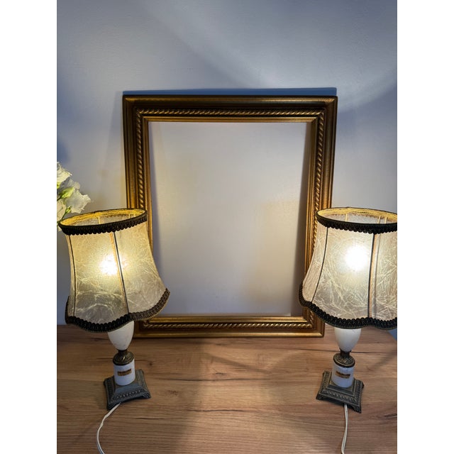Lamps with Alabaster Bases, Set of 2 For Sale - Image 4 of 5