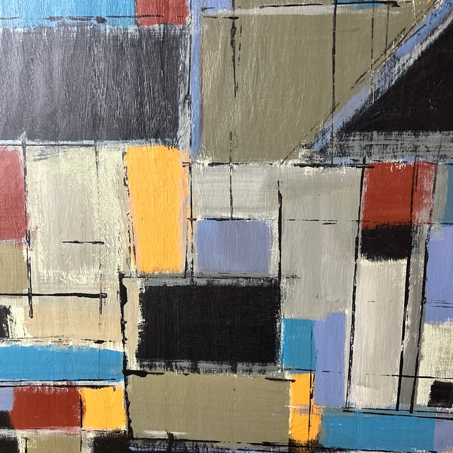 Contemporary original abstract painting by Stephen Heigh. Signed and framed, measures 44.5x42.5. Check out my shop Robins...