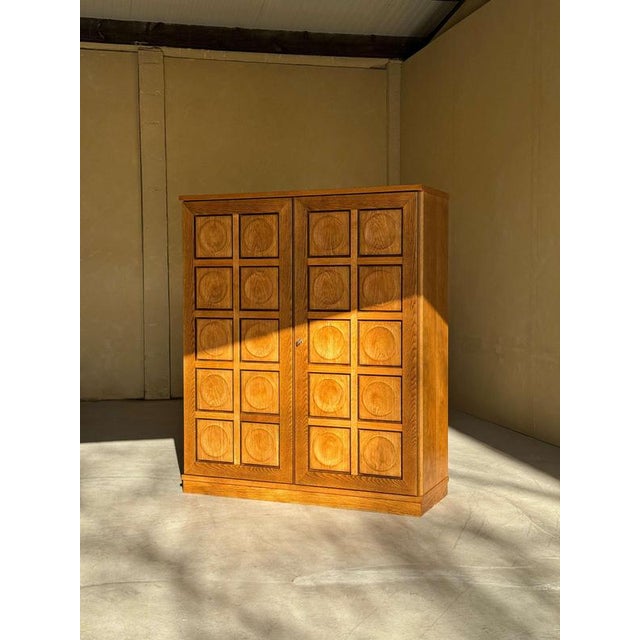 Wood Brutalist Oak Highboard Cabinet, 1980s For Sale - Image 7 of 12