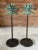 Pair of Tropical Coastal Palm Tree Metal Candlesticks With Verdigris Green Fronds For Sale - Image 4 of 12