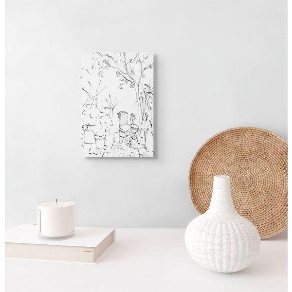 Original painting from a private collection.California garden is a peen and ink drawing, a plein air drawing from my...
