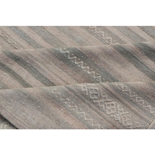 Vintage Turkish Kilim With Striped Flatweave Design in Soft Neutral Tones For Sale - Image 10 of 11