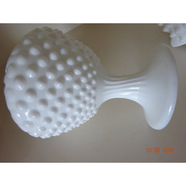 American Vintage White Hobnail Milk Glass Vase For Sale - Image 3 of 3