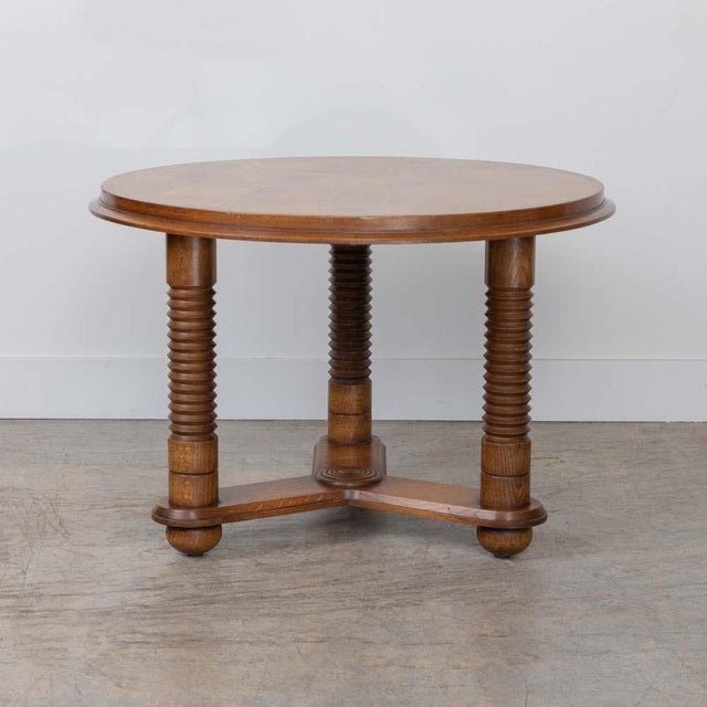Charles Dudouyt 1940s French Oak Table Attributed to Charles Dudouyt For Sale - Image 4 of 11