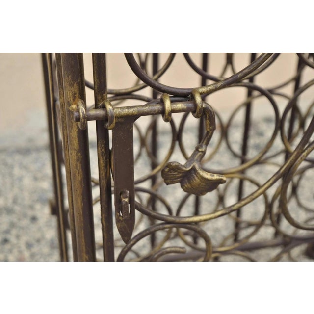 Brown Late 20th Century Mediterranean Style Wrought Iron 37 Wine Bottle Slot Holder Stand With Door For Sale - Image 8 of 12