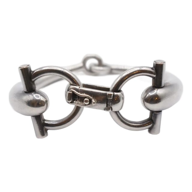 Late 20th Century Silver Gucci Horse Bit Bracelet For Sale