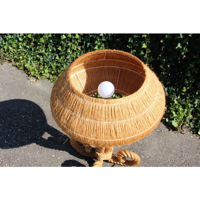 1960s Large Rope and Raffia Lamp by Audoux Minnet, 1960s For Sale - Image 5 of 6