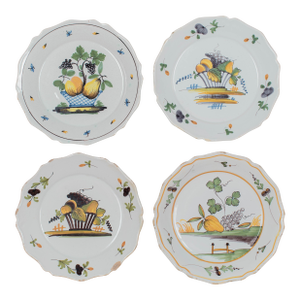 18th Century French Faience Plates Set of 4
