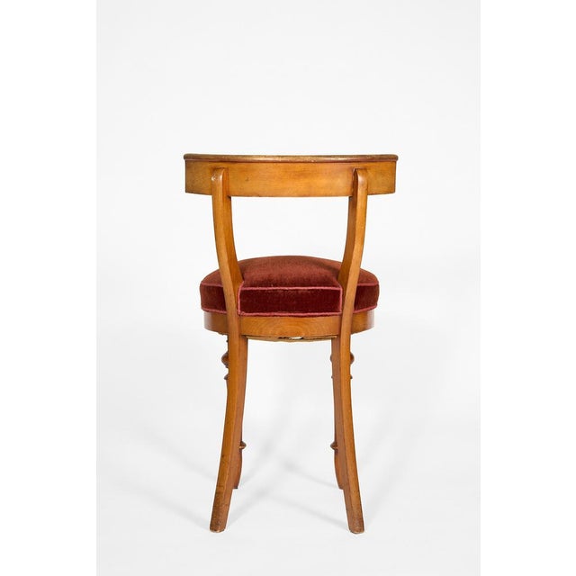 Italian Curved Back Chair in Walnut with Red Velvet Seat, Early 20th Century For Sale - Image 5 of 18
