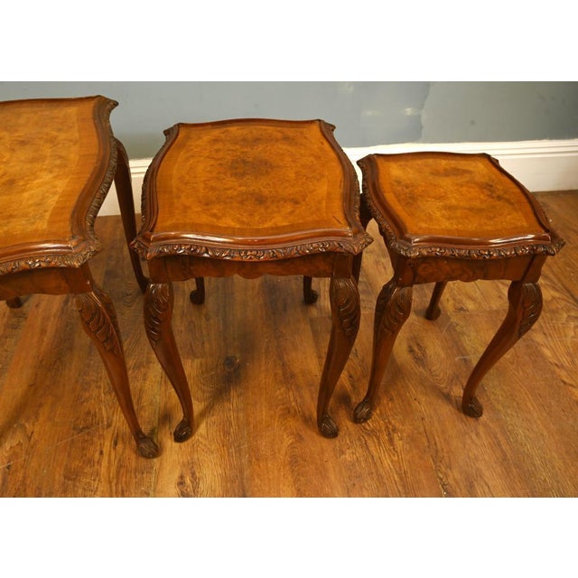 Walnut Nest Tables from Epstein Co, 1930s, Set of 3 For Sale - Image 6 of 7