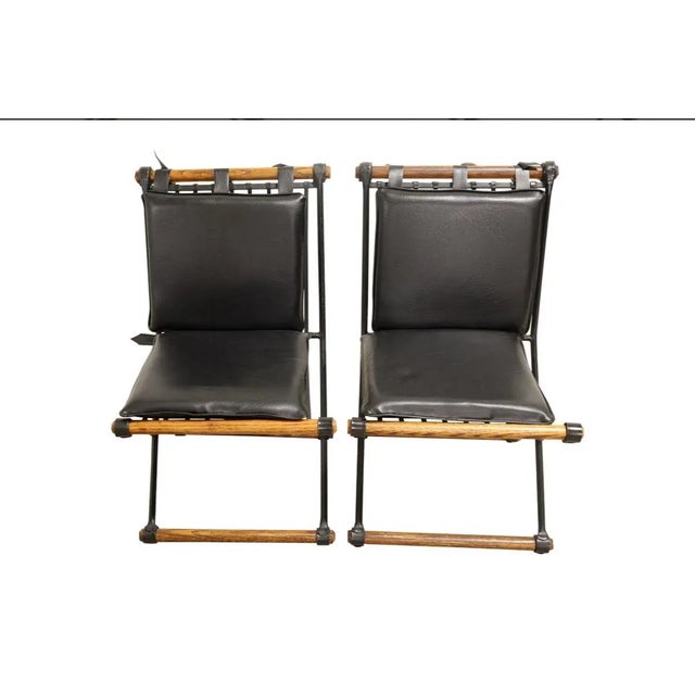 Cleo Baldon 1960s Cleo Baldon Wrought Iron and Wood X Form Dining Chairs - Set of 4 For Sale - Image 4 of 9