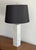 A simple modernist Walter Von Nessen white Carrera marble lamp. There is a small barely noticeable chip in the corner...